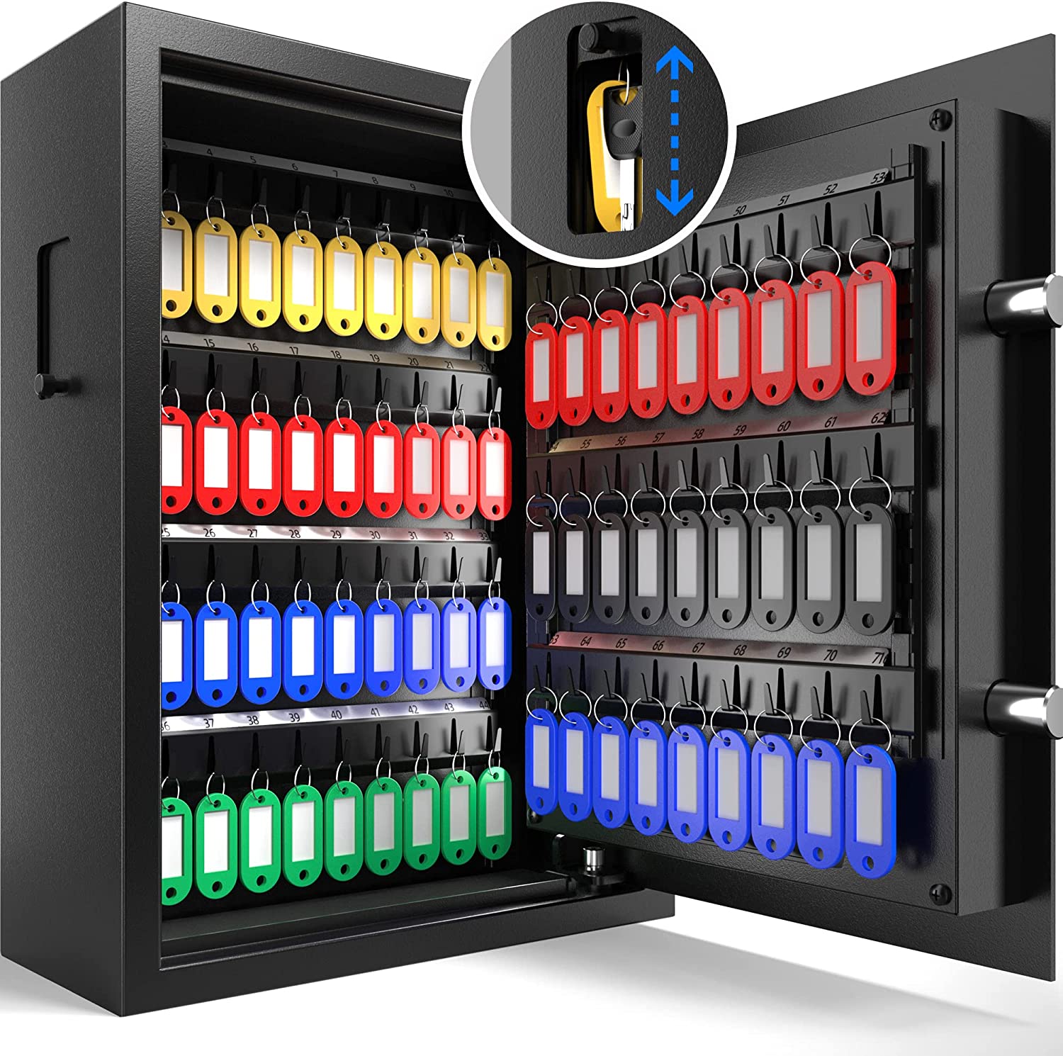 XDeer Key Lock Box Wall Mount with Sensor Light for 71 Keys,Quick