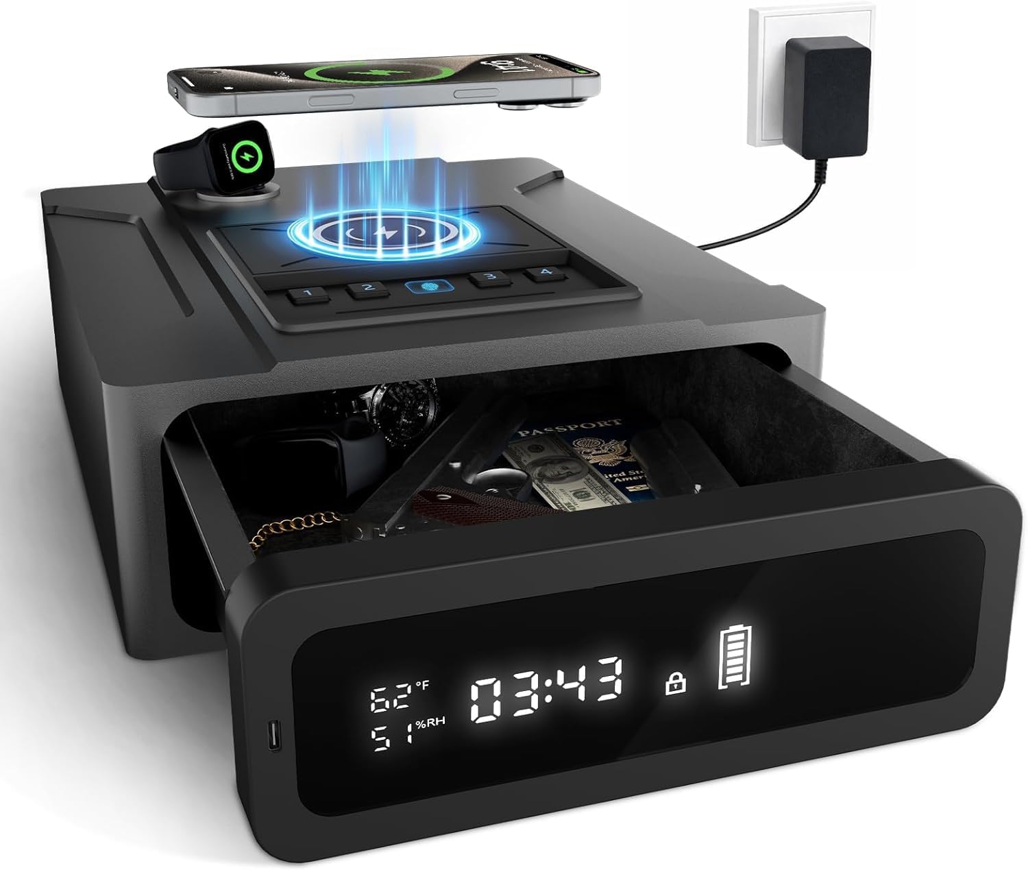 XDeer Biometric Gun Safe - 3 Ways Quick Access Fingerprint Gun Safes