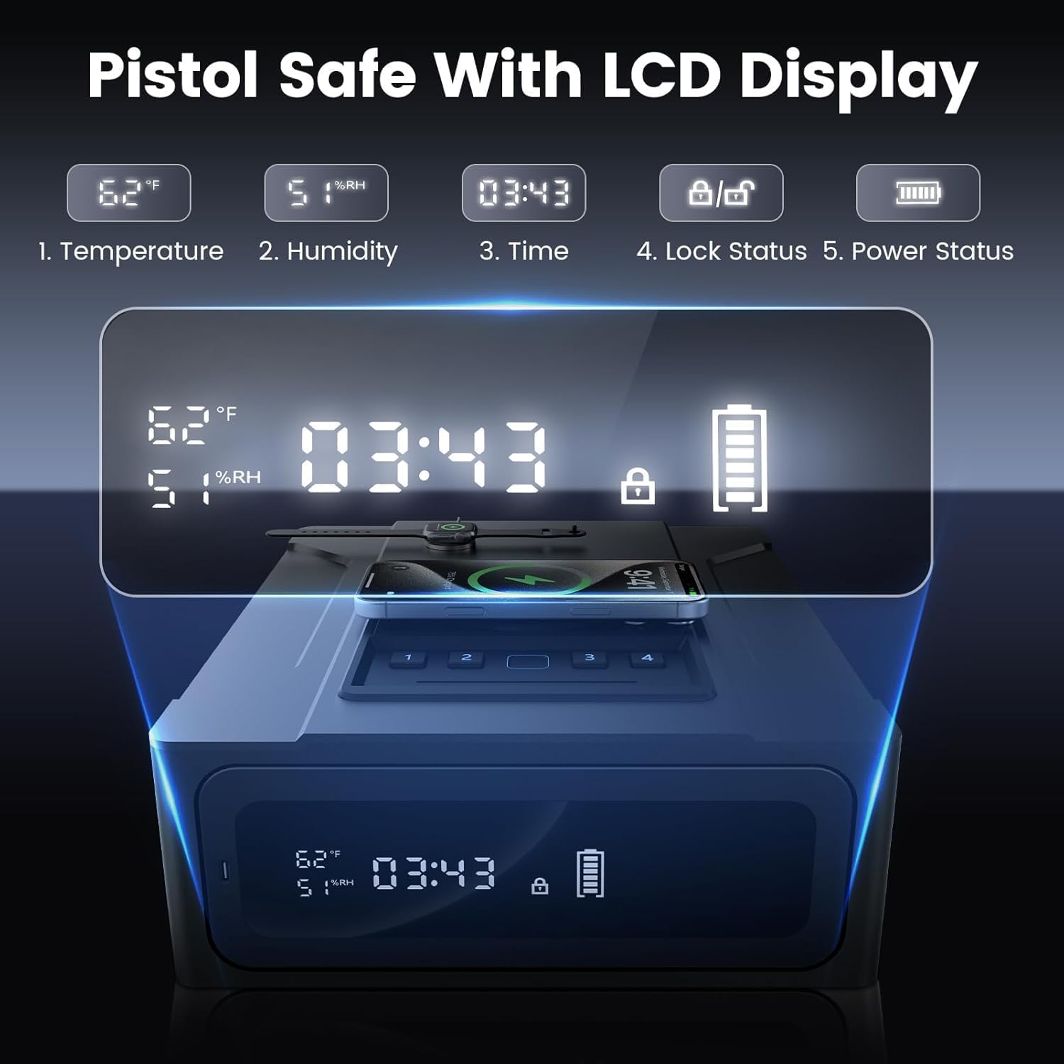 XDeer Biometric Gun Safe - 3 Ways Quick Access Fingerprint Gun Safes