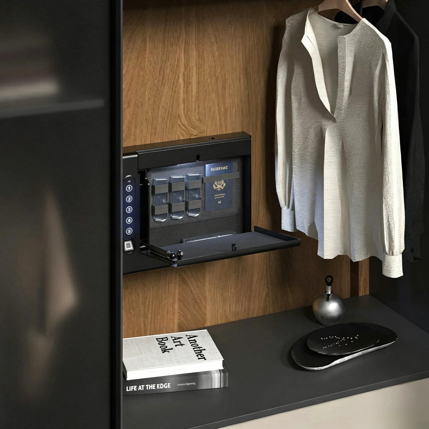 XDeer S008 Wall Mounted Gun Safe with Quick Access Drop Down Lip