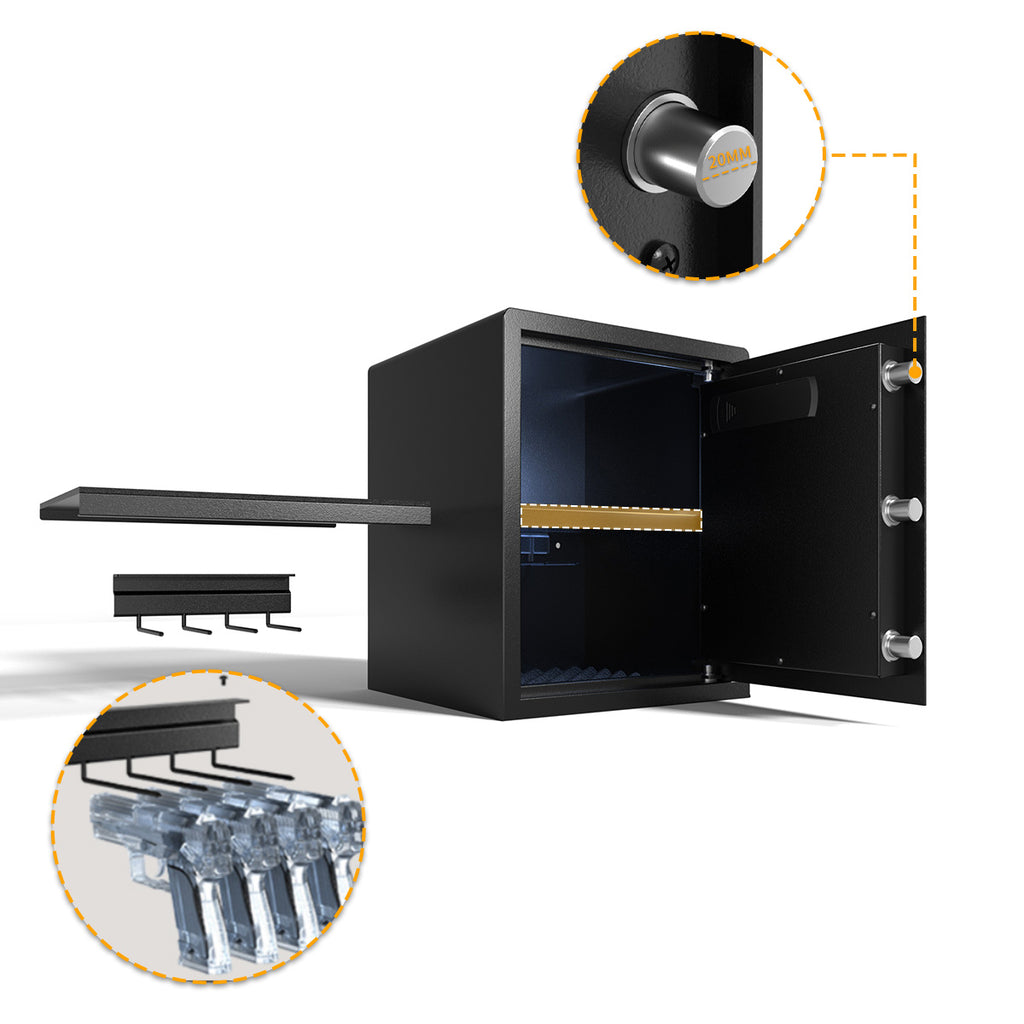 XDeer CS42 Biometric Safe for Home Use with Two Security Live Bolts, 1.7 Cubic Feet Jewelry Safe Lock Box