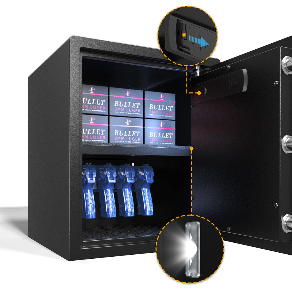 XDeer CS42 Biometric Safe for Home Use with Two Security Live Bolts, 1.7 Cubic Feet Jewelry Safe Lock Box