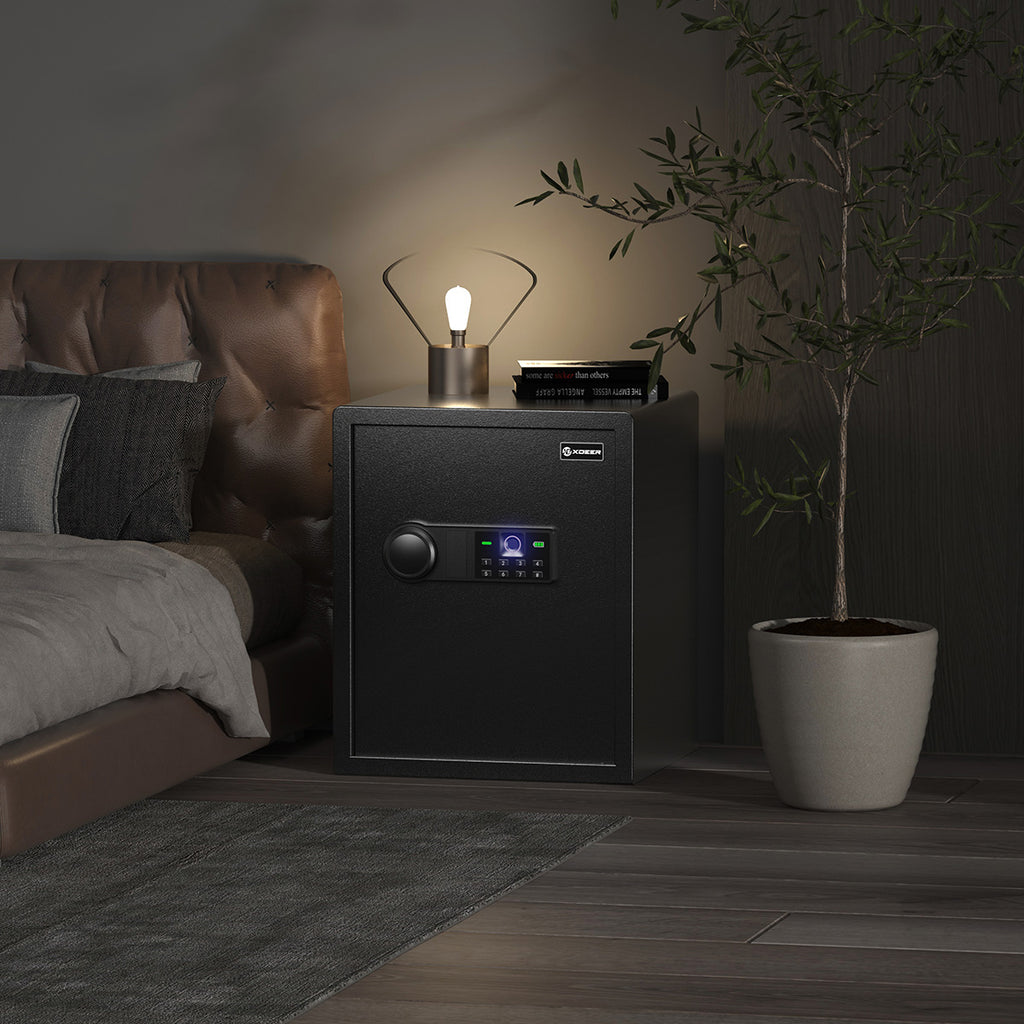 XDeer CS42 Biometric Safe for Home Use with Two Security Live Bolts, 1.7 Cubic Feet Jewelry Safe Lock Box