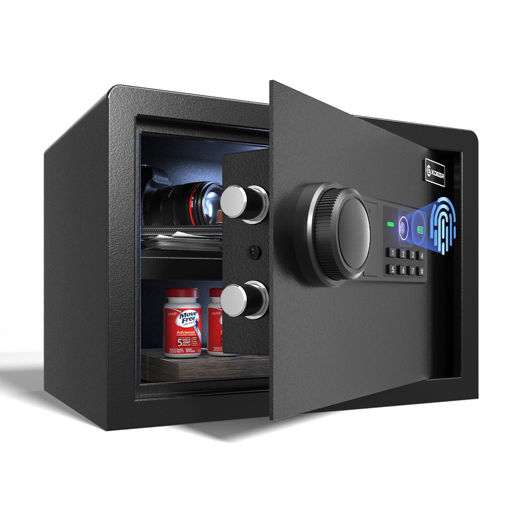 XDeer CS25 Compact Biometric Security Box with Combination Lock, 0.8 Cubic Feet Small Home Safe