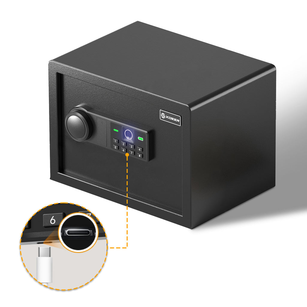 XDeer CS25 Compact Biometric Security Box with Combination Lock, 0.8 Cubic Feet Small Home Safe
