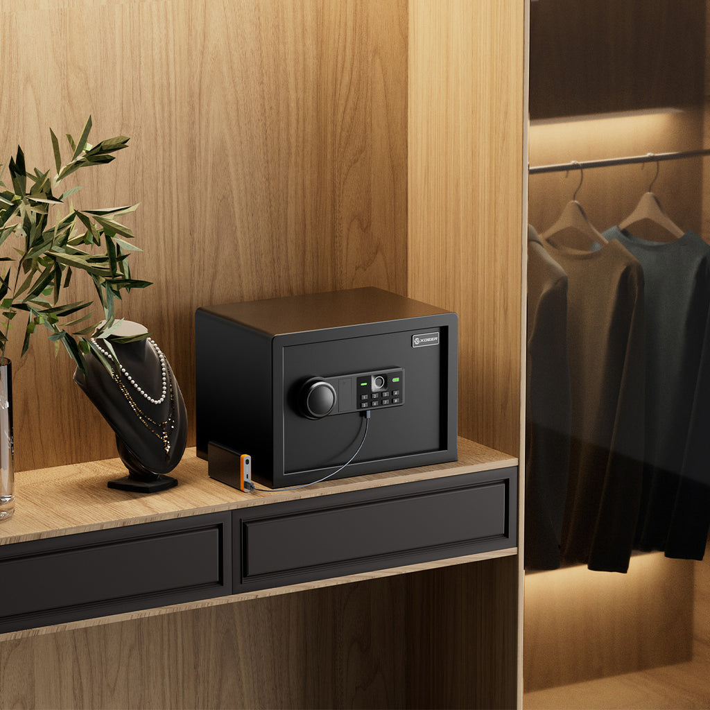 XDeer CS25 Compact Biometric Security Box with Combination Lock, 0.8 Cubic Feet Small Home Safe