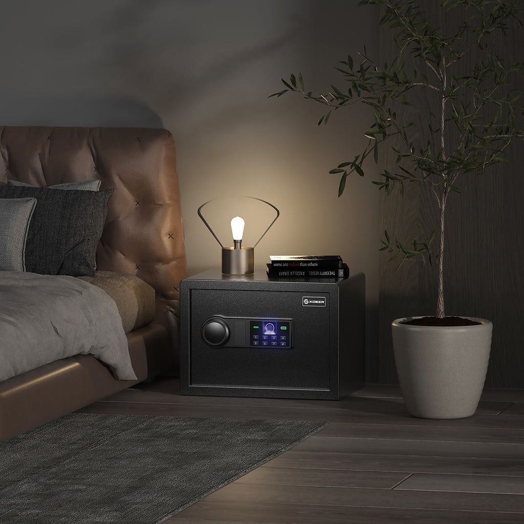 XDeer CS25 Compact Biometric Security Box with Combination Lock, 0.8 Cubic Feet Small Home Safe