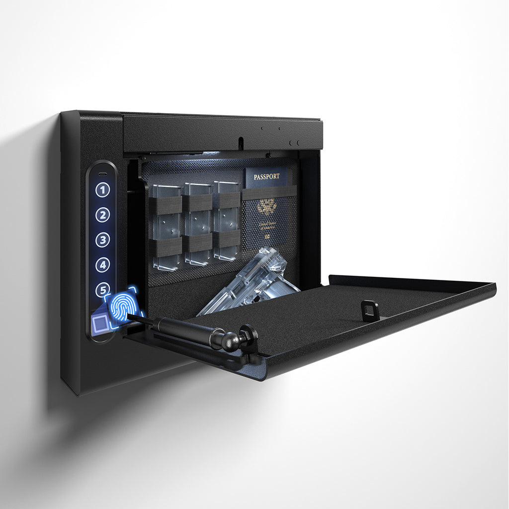XDeer S008 Wall Mounted Gun Safe with Quick Access Drop Down Lip