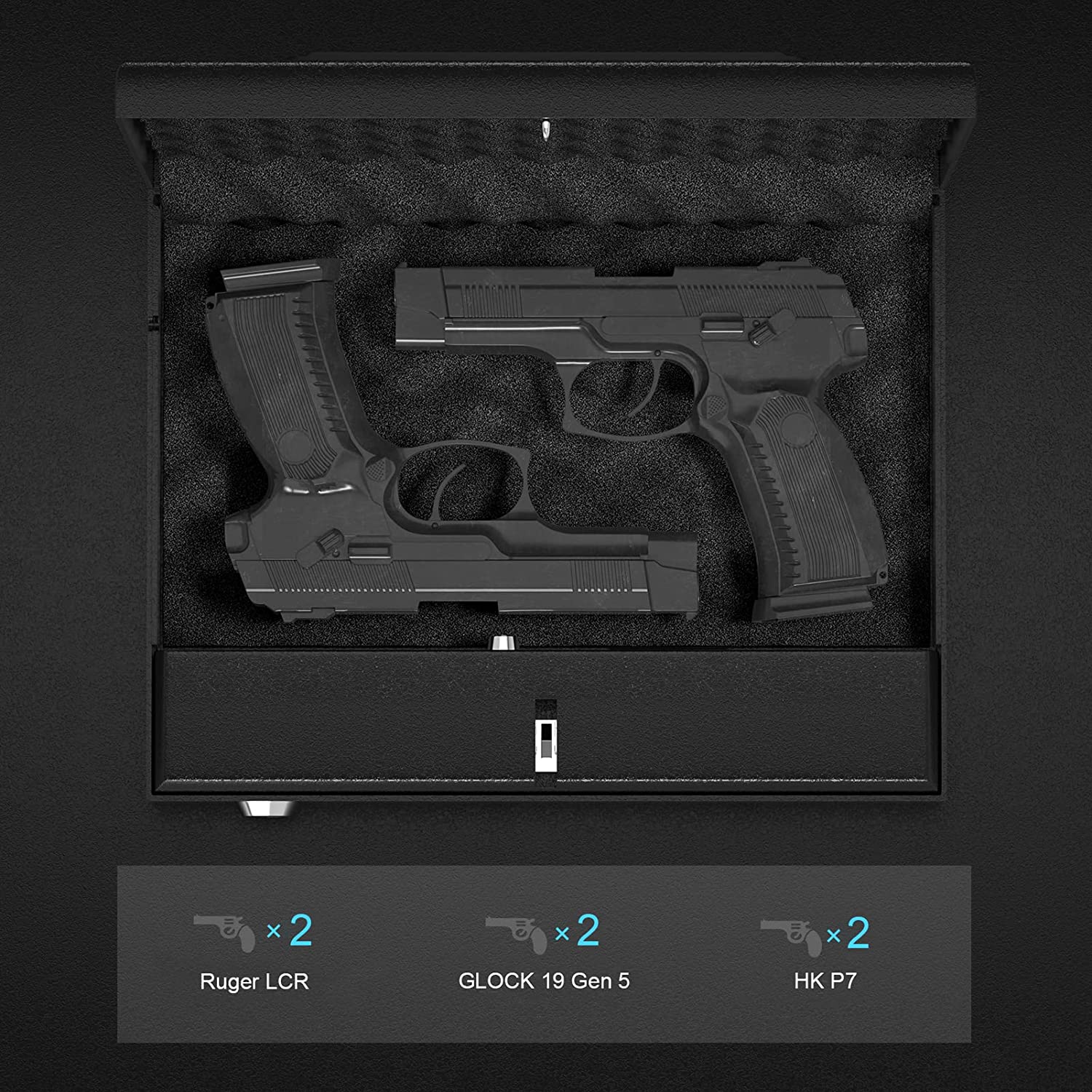 XDeer Gun Safe, Quick-Access Handgun Firearm Safety Box with Upgraded Keypad & Key for Home Bedside Nightstand Car(Non-Biometric)