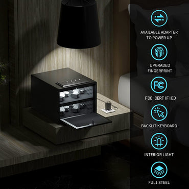 XDeer Biometric Safes(FCC Certified), Quick-Acess safe with Upgraded Fingerprint & Digital Key Pad, High Capacity Safe fo car & home(None Cleaning Kit)âUp to 4