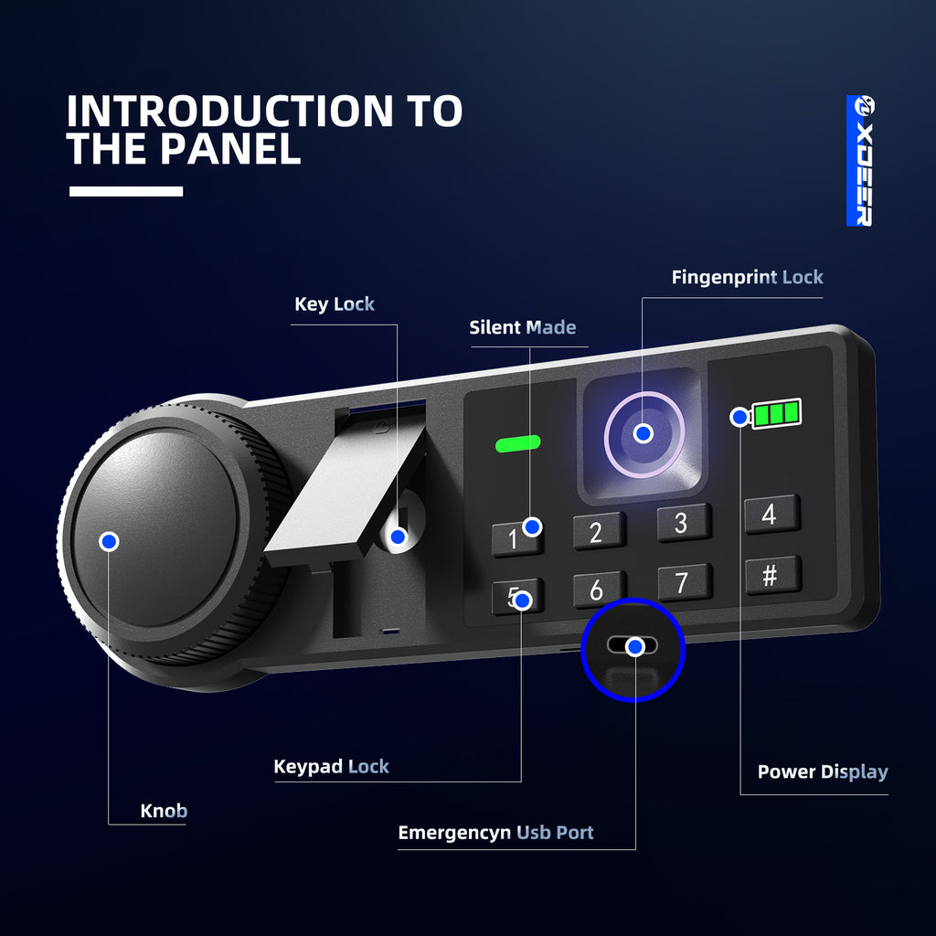 XDeer Biometric Safe Box, 2.04 Cubic Quick-Access Security Safe Box with Upgraded Fingerprint and Rack, Steel Safe Lock Box for Kid/Home/Office
