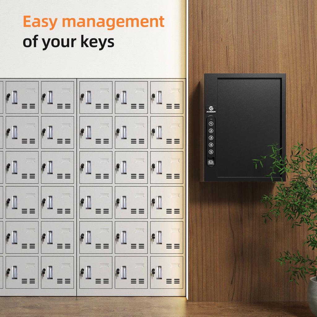 XDeer Key Lock Box Wall Mount with Sensor Light for 60 Keys,Quick-Access key Box with Upgraded Fingerprint & Keypad & Key for Hotels&Office&Companies&Car Dealerships