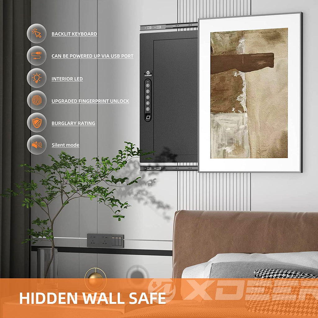 XDeer Security Flat Wall Safes In-Wall Hidden Safes Biometric Safes  Fingerprint Safes Electronic Hidden Safes with Numeric Keypad Protecting  Handguns