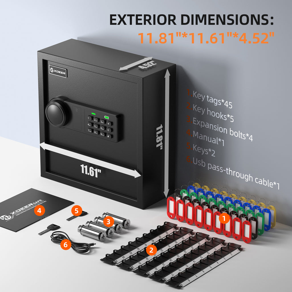 XDeer Key Lock Box Wall Mount with Sensor Light for 45 Keys,Quick-Access key Box with Upgraded Keypad & Key for Hotels&Office&Companies&Car Dealerships