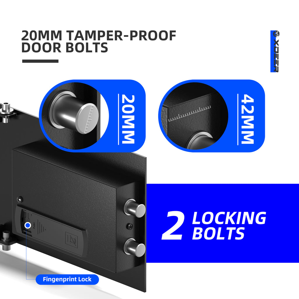 XDeer Biometric Safe Box, 0.78 Cubic Quick-Access Security Safe Box with Upgraded Fingerprint and Rack, Steel Safe Lock Box for Kid/Home/Office