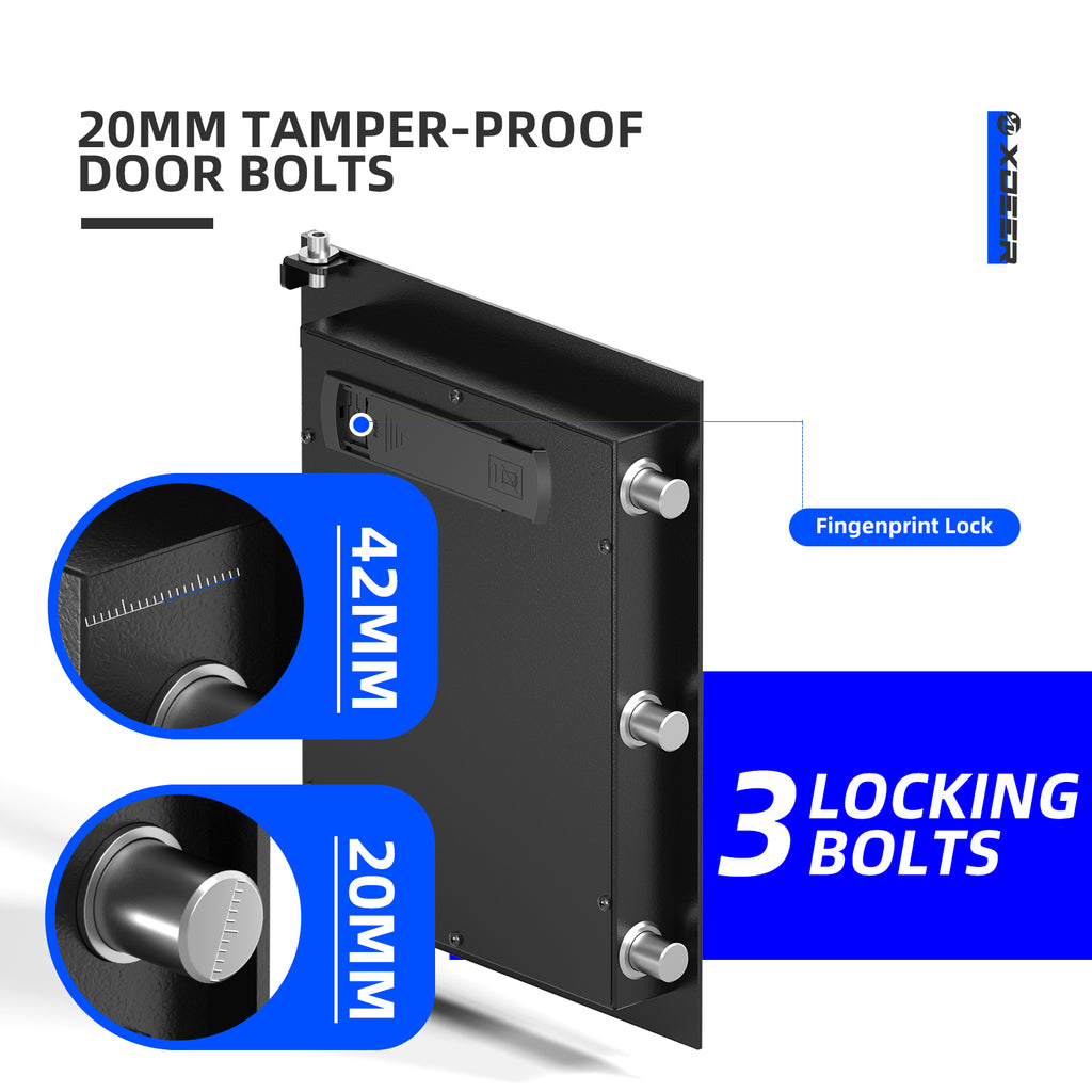 XDeer Biometric Safe Box, 1.69 Cubic Quick-Access Security Safe Box with Upgraded Fingerprint and Rack, Steel Safe Lock Box for Kid/Home/Office