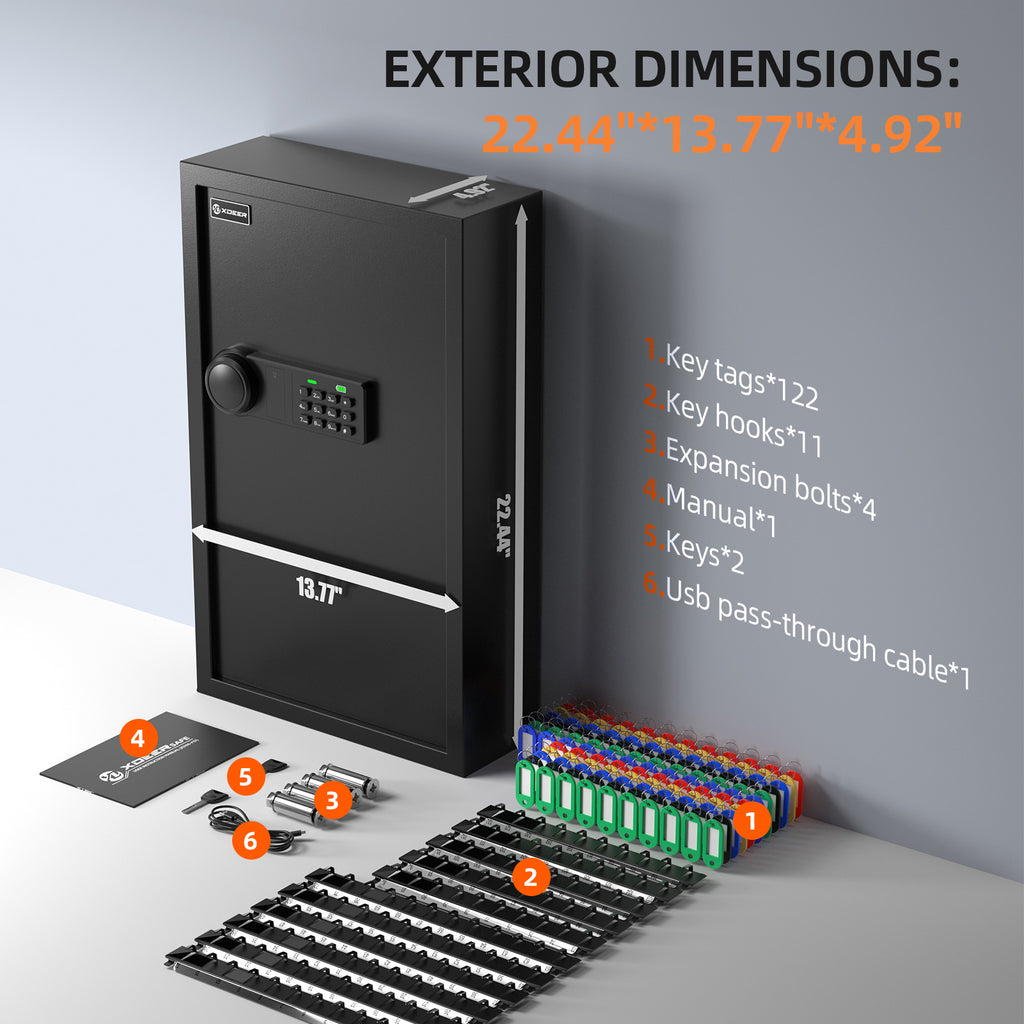 XDeer Key Lock Box Wall Mount with Sensor Light for 122 Keys,Quick-Access key Box with Upgraded Keypad & Key for Hotels&Office&Companies&Car Dealerships