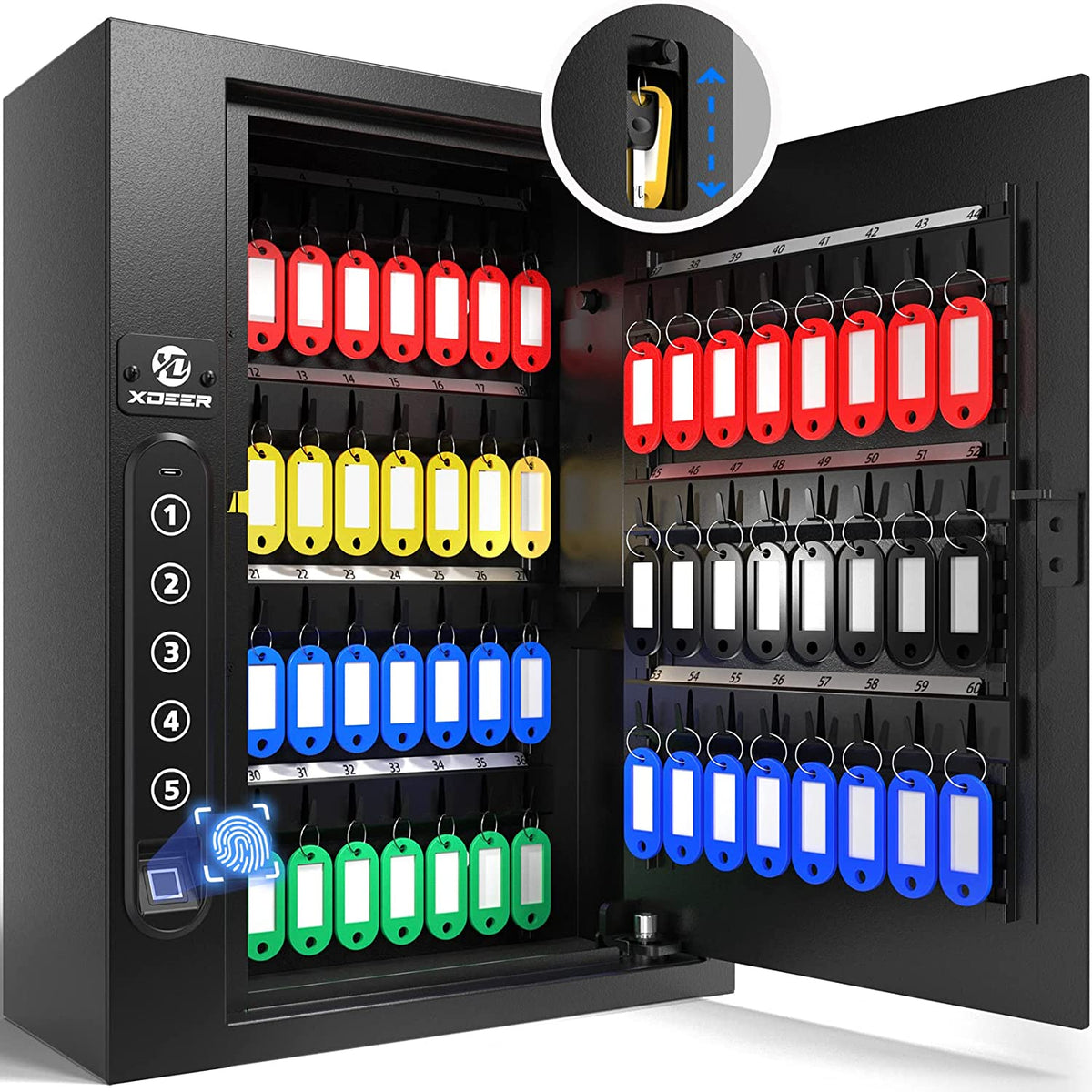 Keyless Key Lock Box XDeer Key Lock Box Wall Mount with Sensor Light for 60 Keys,Quick-Acce ...