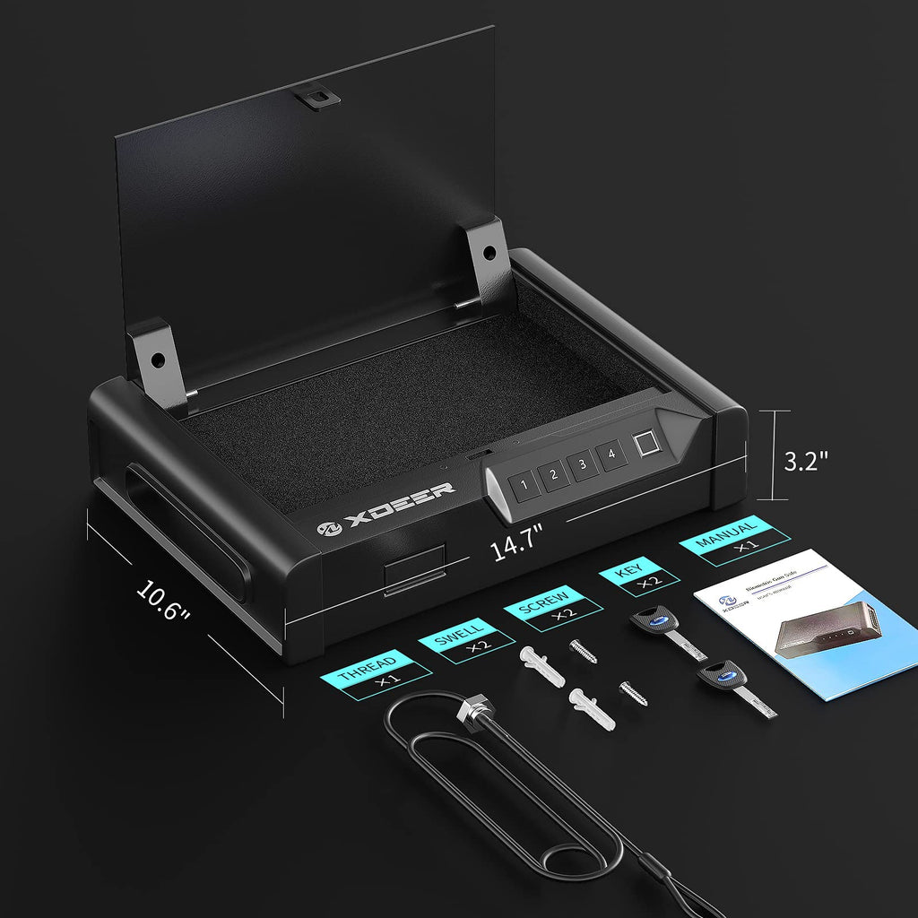 XDeer S10 Durable Steel Biometric Gun Safe with Interior LED Light
